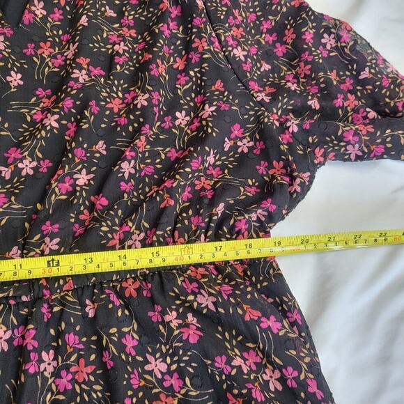 DRAPER JAMES RSVP Floral Ballon Sleeve Sheer Midi Dress XXL - Picture 10 of 11